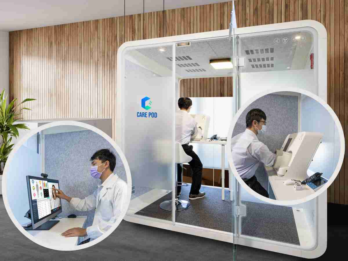 达擎于医疗科技展中展出＂远距诊疗舱＂，，以因应医疗数字化及社会高龄化趋势下、、、复诊及慢性病患等族群对于远距看诊需求逐渐升高所推出的创新整合方案。。。多功能合一、、、、高隐私性的远距诊疗舱可根据病患端与医师端的不同需求，，，提供弹性化及客制化功能，，，，节省医生和病患的精力及时间